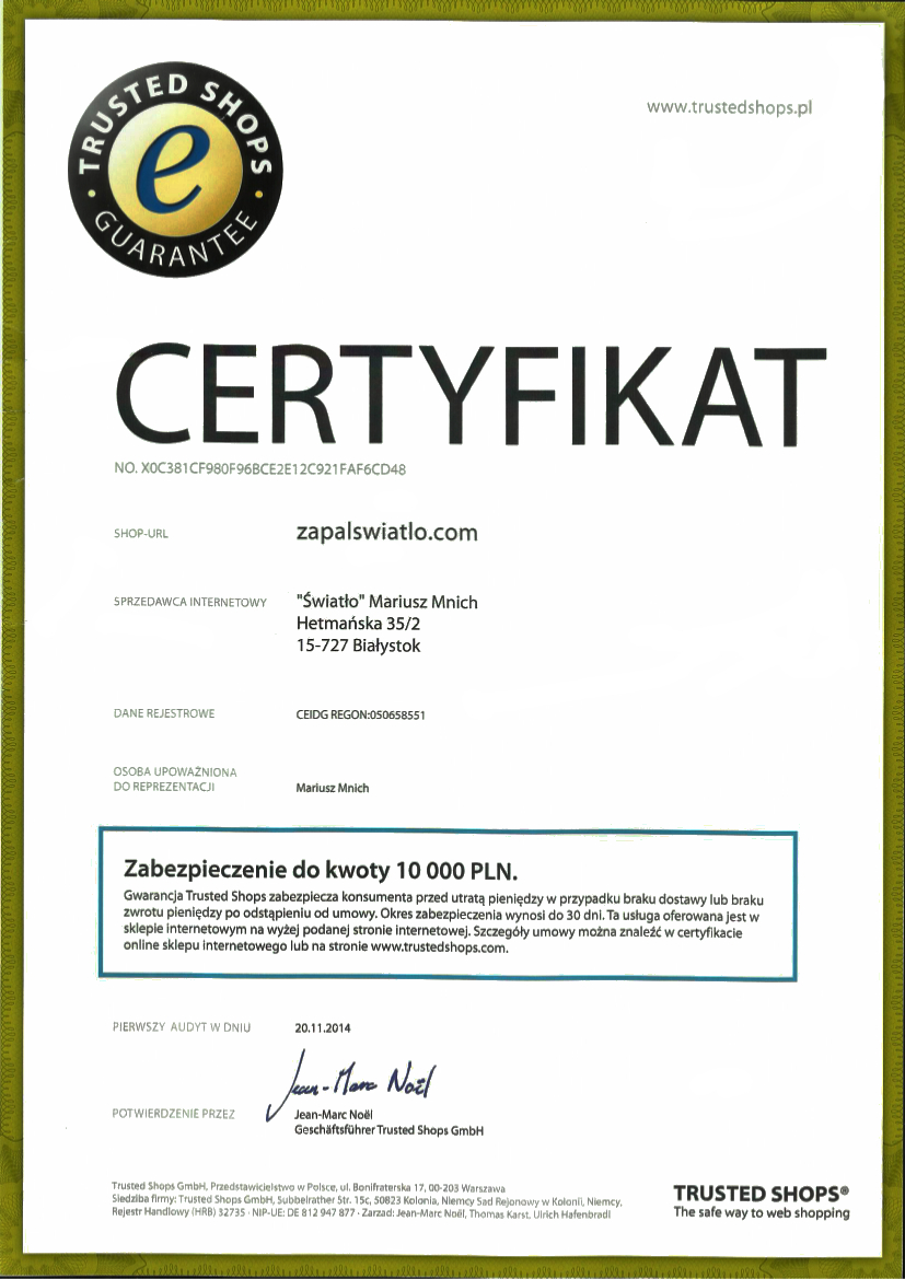 Certyfikat Trusted Shops
